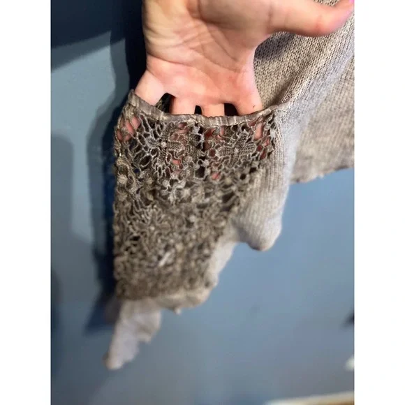 Fantazia Light Brown Asymmetrical Tank Top Crochet Boho Whimsical Festival SZ LG - Picture 3 of 8